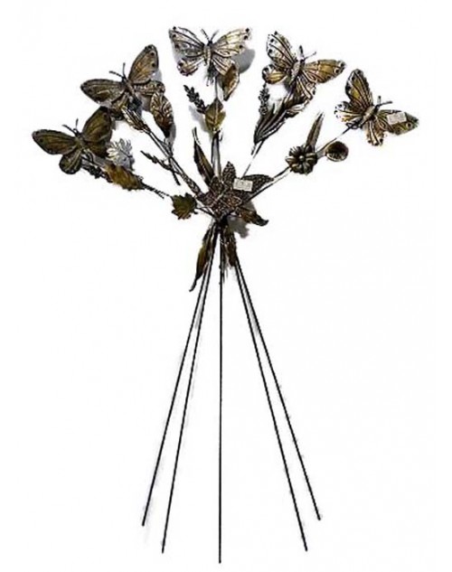 Μπρούτζινο κλαδί τοίχου 65*46 εκ. μεταλλικό πεταλούδες φυλλαράκια 5011